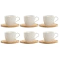 Miniatyrbillede 1 af 4: Sæt med 6 kopper og underkopper Home ESPRIT Hvid Natur Bambus Porcelæn 220 ml