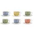 Miniatyrbillede 1 af 3: Sæt med 6 kopper og underkopper Home ESPRIT Gul Blå Grøn Koral Porcelæn 240 ml