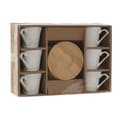 Pikkukuva 4 / 4: Setti 6 kuppia lautasilla Home ESPRIT Valkoinen Bambu Posliini 90 ml