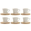 Pikkukuva 1 / 4: Setti 6 kuppia lautasilla Home ESPRIT Valkoinen Bambu Posliini 90 ml