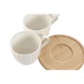 Pikkukuva 3 / 4: Setti 6 kuppia lautasilla Home ESPRIT Valkoinen Luonnollinen Bambu Posliini 220 ml