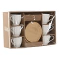 Pikkukuva 4 / 4: Setti 6 kuppia lautasilla Home ESPRIT Valkoinen Luonnollinen Bambu Posliini 220 ml
