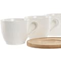 Pikkukuva 2 / 4: Setti 6 kuppia lautasilla Home ESPRIT Valkoinen Luonnollinen Bambu Posliini 220 ml