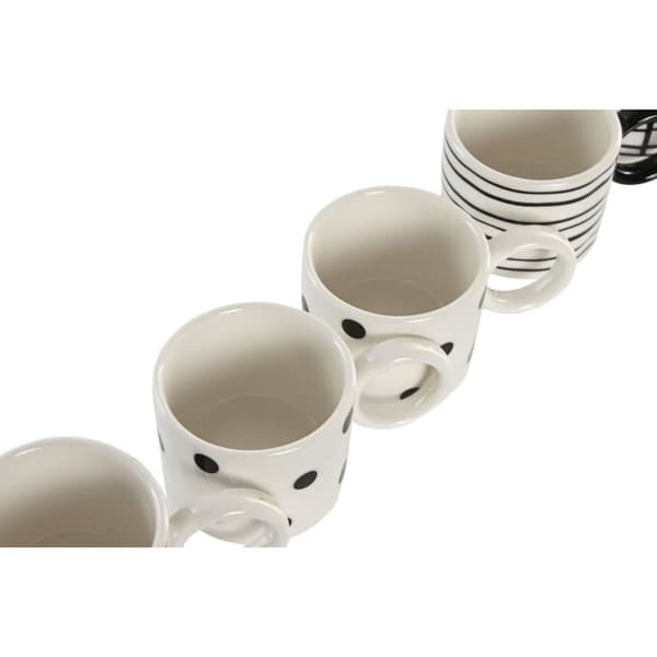 Dele kaffekopsæt Home ESPRIT Hvid Sort Porcelæn 90 ml