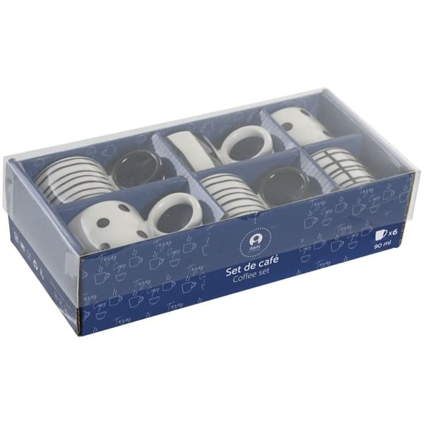 Dele kaffekopsæt Home ESPRIT Hvid Sort Porcelæn 90 ml