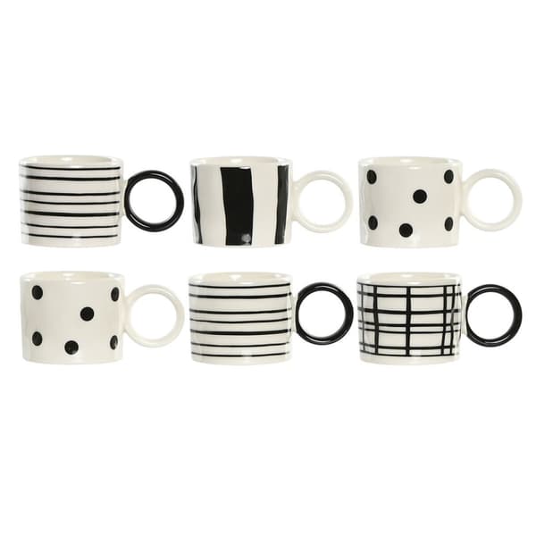 Dele kaffekopsæt Home ESPRIT Hvid Sort Porcelæn 90 ml