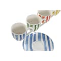 Miniatyrbillede 3 af 3: Sæt med 6 kopper og underkopper Home ESPRIT Gul Blå Grøn Koral Porcelæn 90 ml