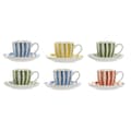 Miniatyrbillede 1 af 3: Sæt med 6 kopper og underkopper Home ESPRIT Gul Blå Grøn Koral Porcelæn 90 ml