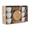 Miniatyrbillede 4 af 4: Sæt med 6 kopper og underkopper Home ESPRIT Hvid Natur Bambus Porcelæn 220 ml