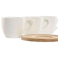 Miniatyrbillede 2 af 4: Sæt med 6 kopper og underkopper Home ESPRIT Hvid Natur Bambus Porcelæn 220 ml