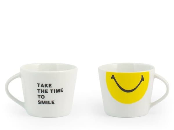 Hem - 7274260 - Smiley Set med 6 porslinskaffekoppar, cc100, dekorerade, blandade färger, modernt och elegant