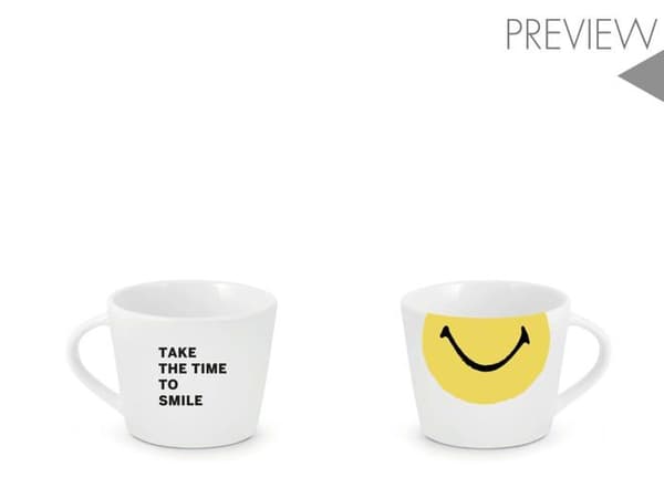 Hem - 7274260 - Smiley Set med 6 porslinskaffekoppar, cc100, dekorerade, blandade färger, modernt och elegant