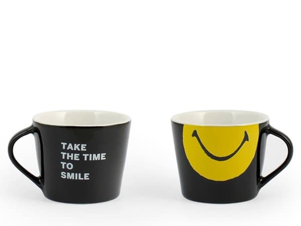 Hem - 7274260 - Smiley Set med 6 porslinskaffekoppar, cc100, dekorerade, blandade färger, modernt och elegant