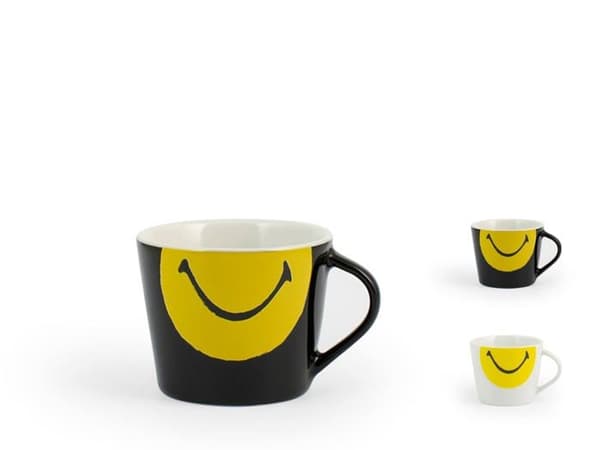 Hem - 7274260 - Smiley Set med 6 porslinskaffekoppar, cc100, dekorerade, blandade färger, modernt och elegant