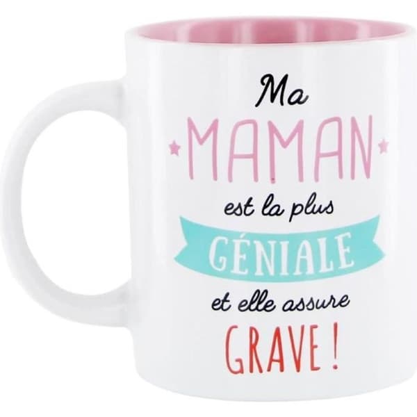 Mugg - FAMILJ - Min mamma är fantastisk - Keramik - Vit och rosa - 9,7x8,2x9,7cm