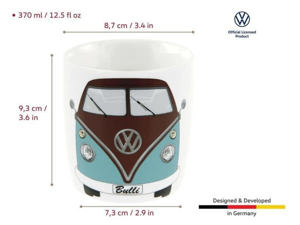 Brisa - BUTA10 - VW Volkswagen Collection Stor keramisk mugg för kaffe, te och cappuccino (Avant Bus/Petroleum - Brun)