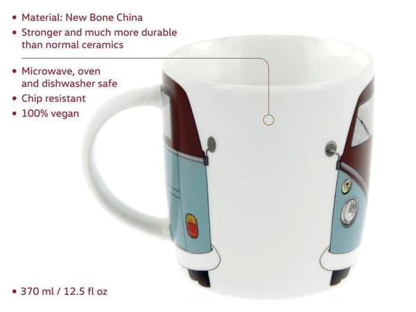 Brisa - BUTA10 - VW Volkswagen Collection Stor keramisk mugg för kaffe, te och cappuccino (Avant Bus/Petroleum - Brun)
