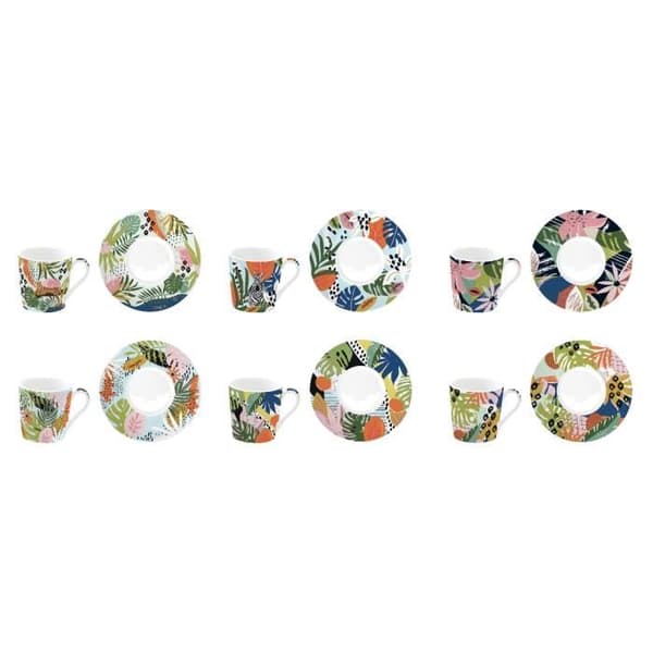 COFFRET 6 KAFFEKOPPAR I PORSLIN 100ML TROPICAL VIBES - EASYLIFE
