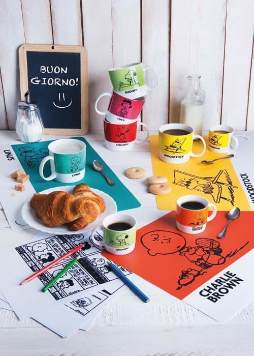Mugg - kopp - mazagran Excelsa - 48587 - Peanuts Set med 6 Kaffekoppar, Porslin, 100 ML, Flerfärgad