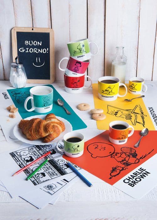 Mugg - kopp - mazagran Excelsa - 48587 - Peanuts Set med 6 Kaffekoppar, Porslin, 100 ML, Flerfärgad