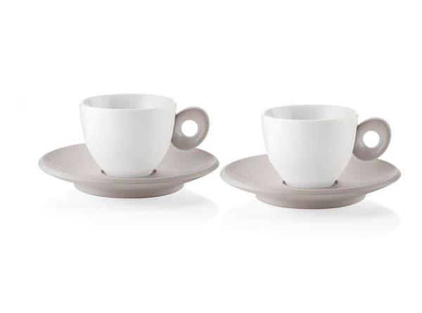 Mugg - kopp - mazagran Guzzini - 081700158 - VARJE DAG Set med 2 kaffekoppar med fat - Grå Duva