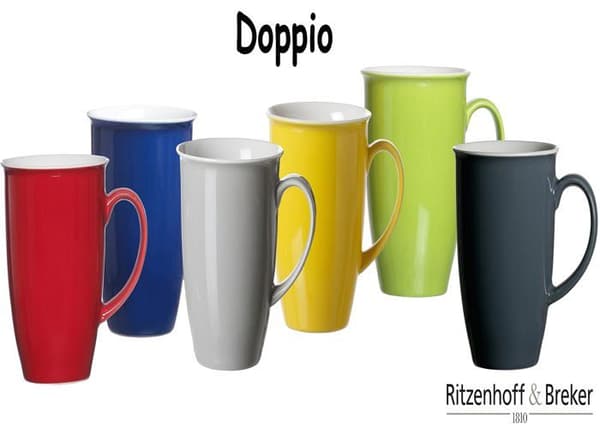 Mugg - kopp - mazagran Ritzenhoff - breker - kaffekoppset - Doppio Set med 4 kaffekoppar Gul
