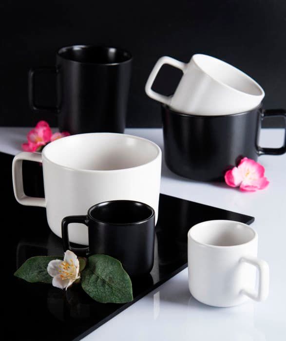 Mugg - kopp - mazagran Excelsa - 67998 - Nordisk Set med 6 vita kaffekoppar i keramik Stoneware, kapacitet 80 ml.