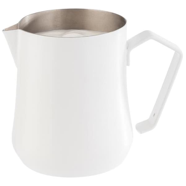 APS 10360 Mjölkkanna, mjölkkanna av hög kvalitet, pulverbelagd, i rostfritt stål, 350 ml, vit