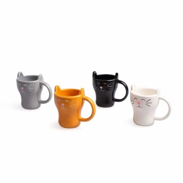 Mugg - kopp - mazagran Balvi - 27197 - Kaffeservering Mjau! 4 kattformade koppar Kapacitet: 90 ml (x4) Keramik