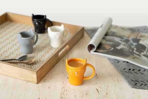 Mugg - kopp - mazagran Balvi - 27197 - Kaffeservering Mjau! 4 kattformade koppar Kapacitet: 90 ml (x4) Keramik