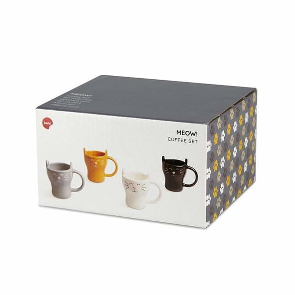 Mugg - kopp - mazagran Balvi - 27197 - Kaffeservering Mjau! 4 kattformade koppar Kapacitet: 90 ml (x4) Keramik