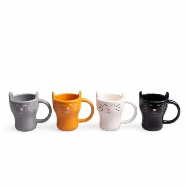 Mugg - kopp - mazagran Balvi - 27197 - Kaffeservering Mjau! 4 kattformade koppar Kapacitet: 90 ml (x4) Keramik