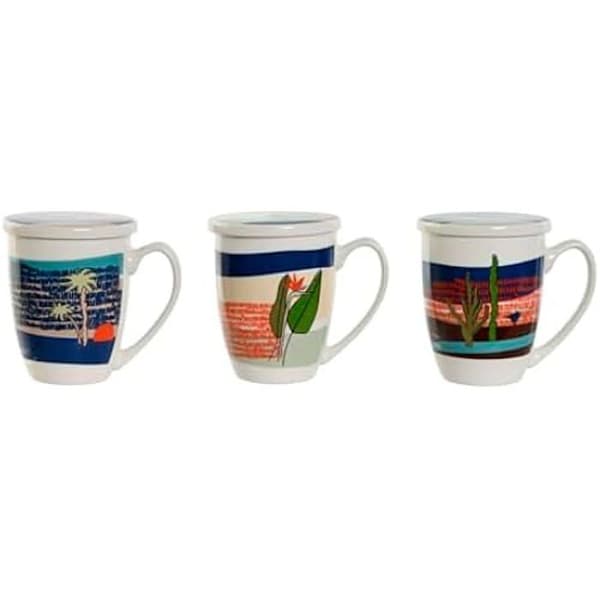 Kopp med filter för infusioner - HOME ESPRIT - Flerfärgad - Rostfritt stål - Porslin - 380 ml