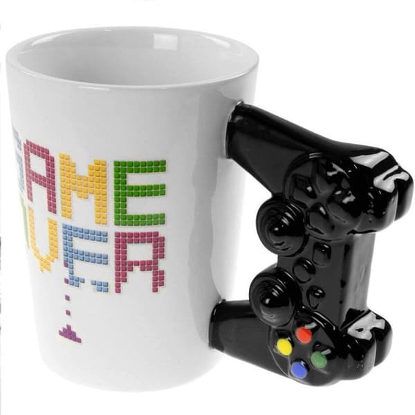 Mugg - Game Over - Svart - Porslin - Tål diskmaskin - Cylindrisk