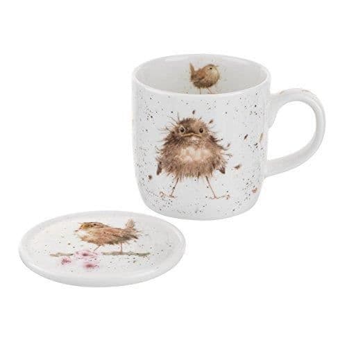 Wrendale by Royal Worcester Mugg and Coaster Flying The Birds Nest, flerfärgad
