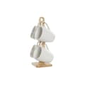Miniatyrbild 4 av 4: Set med 4 muggar DKD Home Decor Vit Naturell Gummiträ Stengods 300 ml 19 x 13 x 31 cm