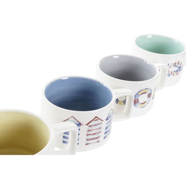 Set med kaffekoppar DKD Home Decor Blå Multicolour Metall Dolomite 260 ml