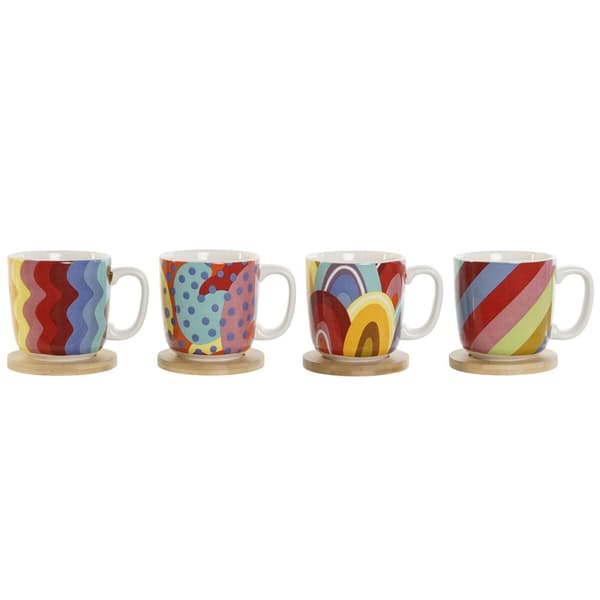 Kaffeset DKD Home Decor Multicolour Korall Bambu Dolomite Modern 180 ml