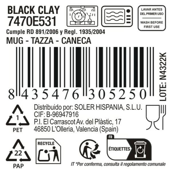 Skodelica La Mediterránea Black clay (36 Enheder)