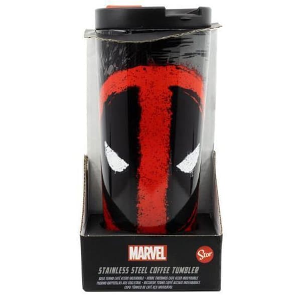 Rese-mugg - Stor - Marvel Deadpool - Rostfritt stål - 425ml - Svart/Röd