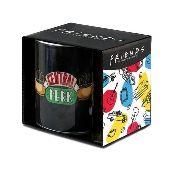 Mugg - LOGOSHIRT - Vänner - Logo Central Perk - Vit - Cylinderformad - Diskmaskinskompatibel