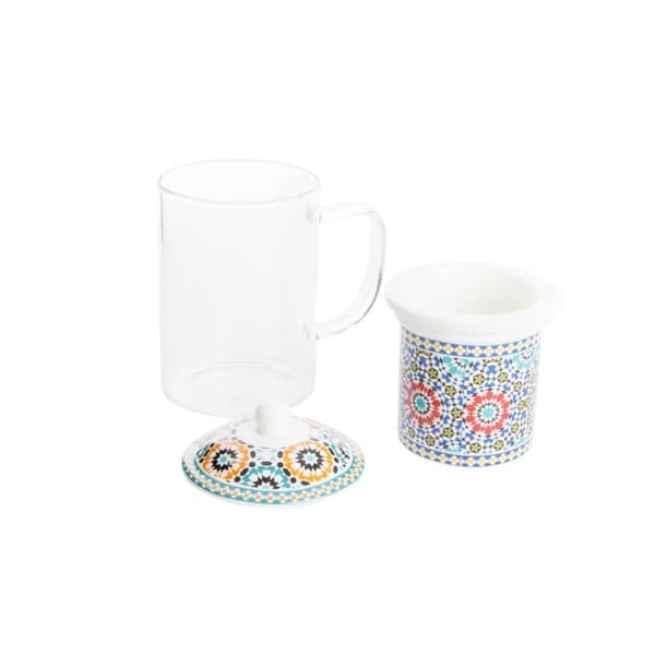 Kuppi teesuodattimella DKD Home Decor Monivärinen Oranssi Laatta Arabi 300 ml (2 osaa)