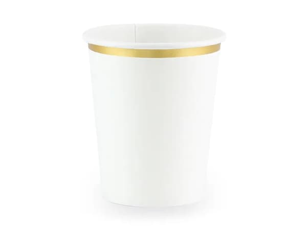 Pappmuggar med vitguldkant 260ml/6 st