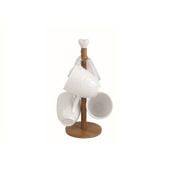 Mugg Home ESPRIT Vit Naturell Med relief 350 ml