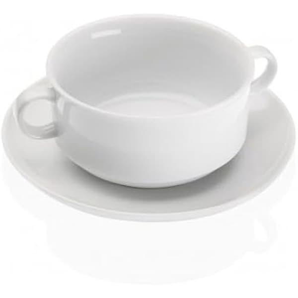 Koppar att använda - VERSA - Fat inkluderat - Porslin - Klassisk - 12,3 cm