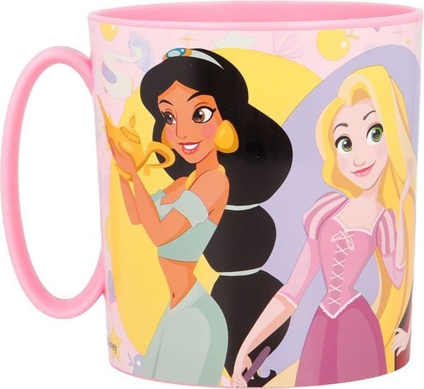 Tataway Tasse rosa Disney-prinsessor Jasmine Rapunzel Snövit Belle 350 ml - Plastik, Mikrovågsugnssäker