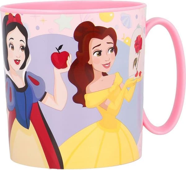 Tataway Tasse rosa Disney-prinsessor Jasmine Rapunzel Snövit Belle 350 ml - Plastik, Mikrovågsugnssäker