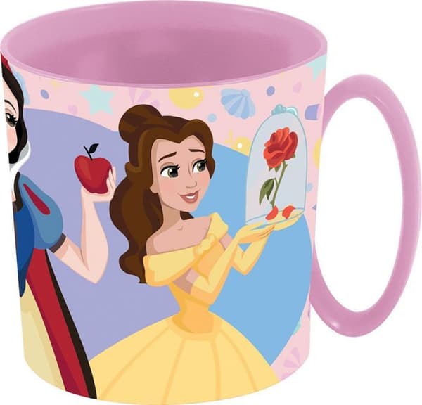 Tataway Tasse rosa Disney-prinsessor Jasmine Rapunzel Snövit Belle 350 ml - Plastik, Mikrovågsugnssäker