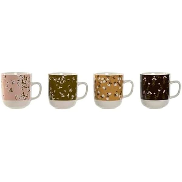 Mugg - DKD Home Decor - Set med 4 porslinmuggar - Flerfärgad - 380 ml - Nutida design