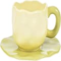 Pikkukuva 1 / 2: Keraaminen muki ja aluslautanen, 10 oz kapasiteetti, mikroaaltouunissa turvallinen,Morandi Kermankeltainen